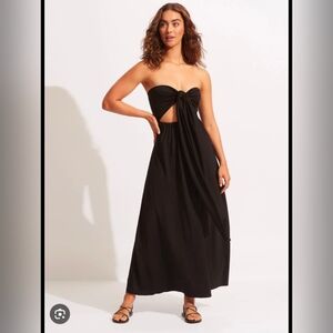 NWT Seafolly Black Wrap-Front Maxi Dress/ Asymmetrical Bodice
